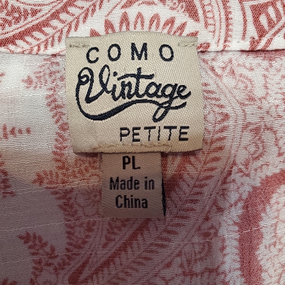 Como Vintage Women's Paisley Boho Top Petite L - Picture 6 of 6